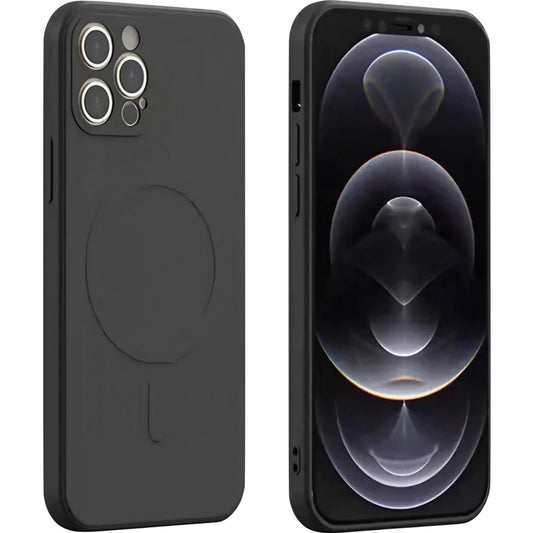 Husa protectie Klevo compatibila cu iPhone 12 (6.1), Liquid MagSafe, ring-shaped, magnetica, Negru