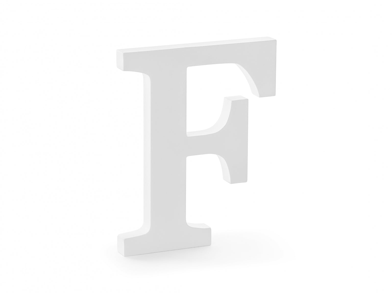 Literă lemn F, albă, 16x20cm