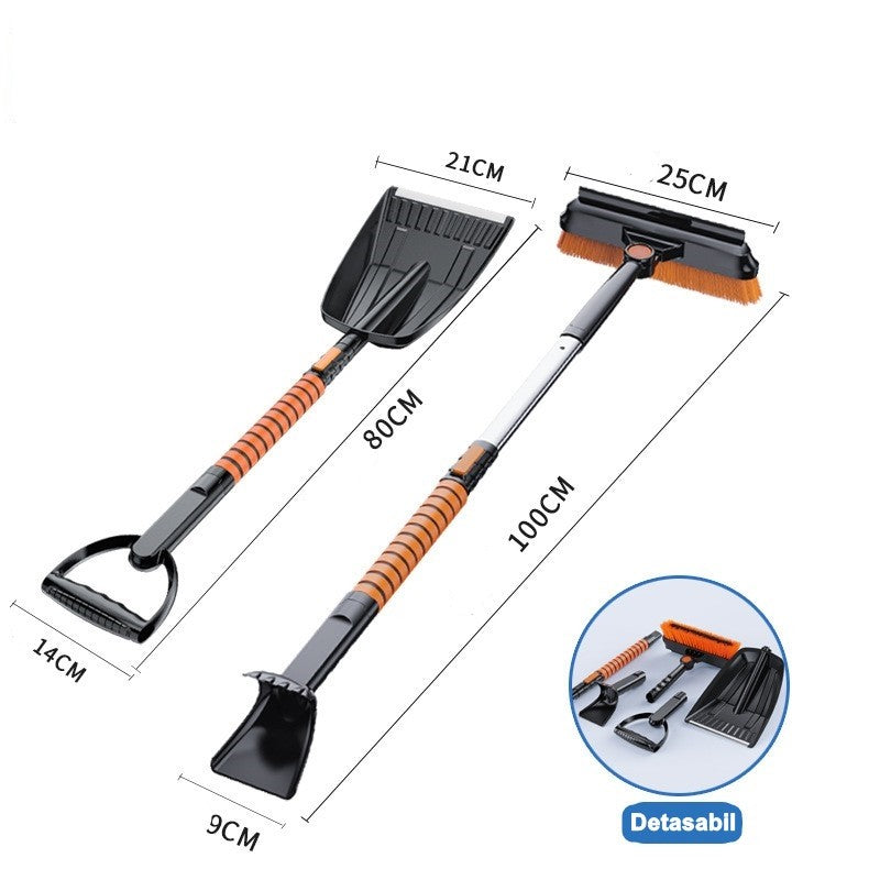 Lopata pentru zapada Klevo, 5 in 1, Perie, Racleta, 2 tipuri de Lopeti, Rotativa, Telescopica, Detasabila, Material Aluminiu si ABS, 100 x 25 cm, negru