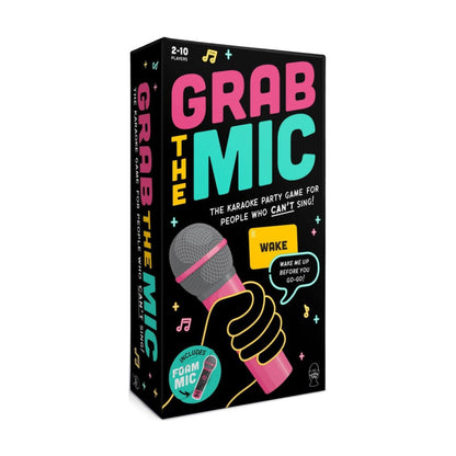 Joc de Societate Grab The Mic, Klevo, Tip Karaoke, 125 de Carti cu Cuvinte, Microfon din Spuma, Tabla de Joc, Jetoane, 11.5 x 22 x 7 cm, Negru/Roz