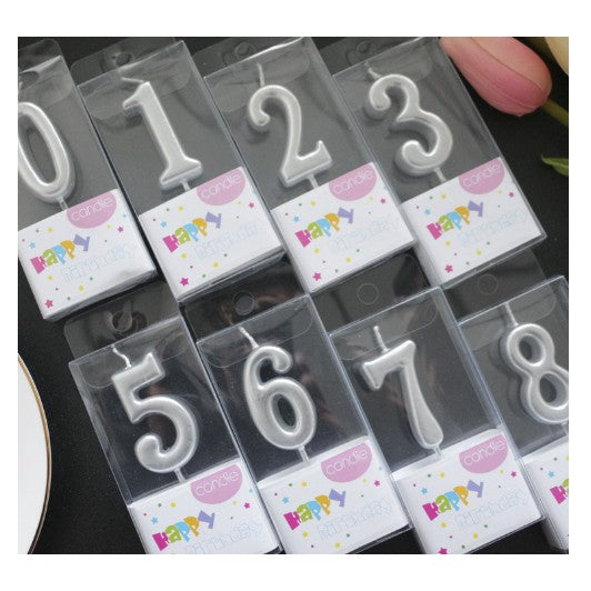 Lumanare de Tort, Klevo, Model Cifra 1, Party, 4.5 x 2.5 cm, din Parafina, Argintiu
