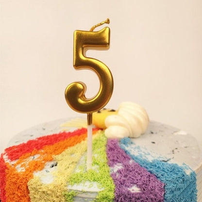 Lumanare de Tort, Klevo, Model Cifra 5, Party, 4.5 x 2.5 cm, din Parafina, Auriu
