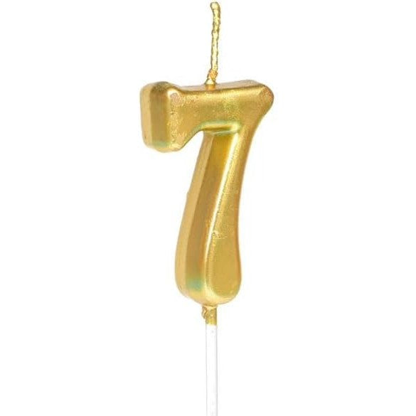 Lumanare de Tort, Klevo, Model Cifra 7, Party, 4.5 x 2.5 cm, din Parafina, Auriu