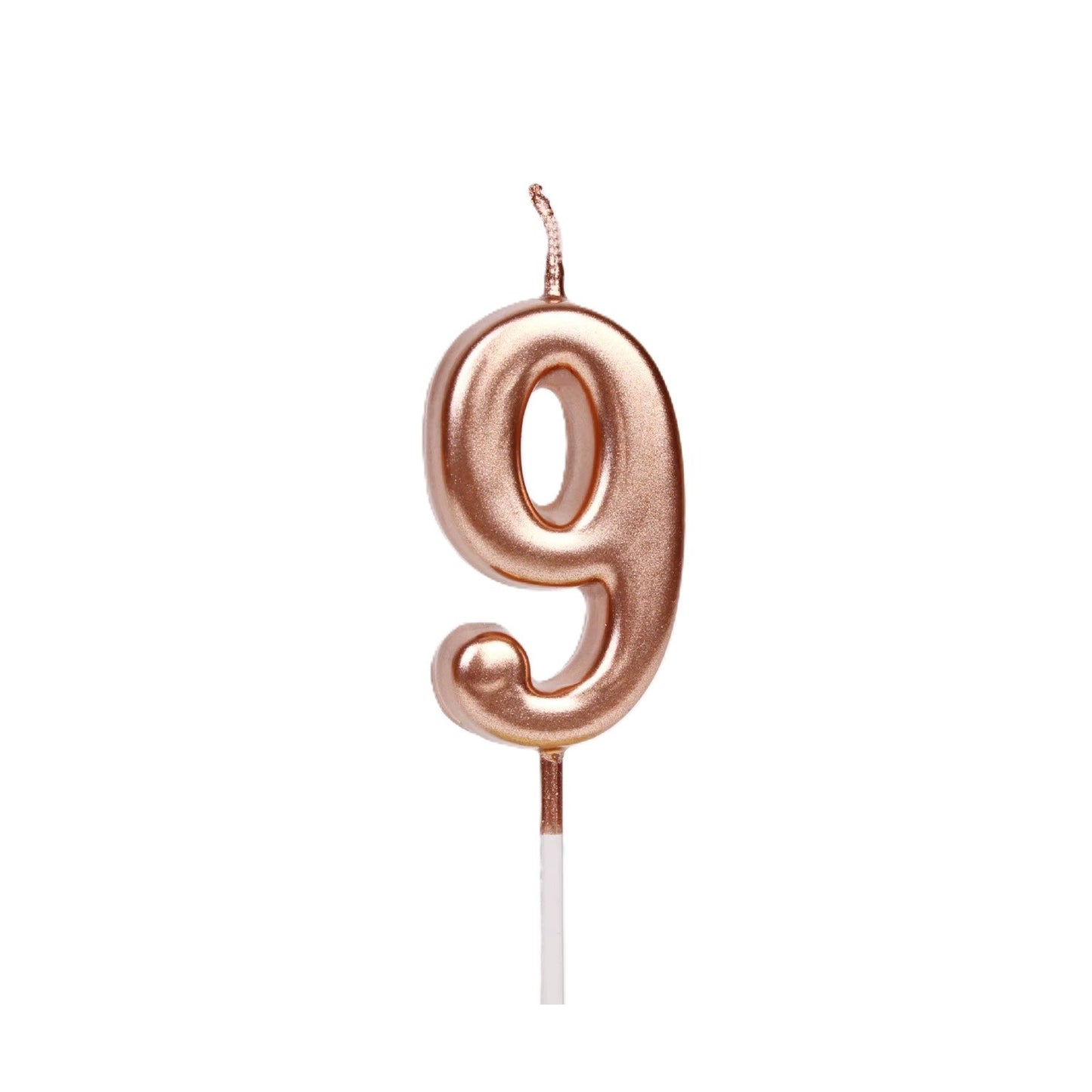 Lumanare de Tort, Klevo, Model Cifra 9, Party, 4.5 x 2.5 cm, din Parafina, Rose Gold