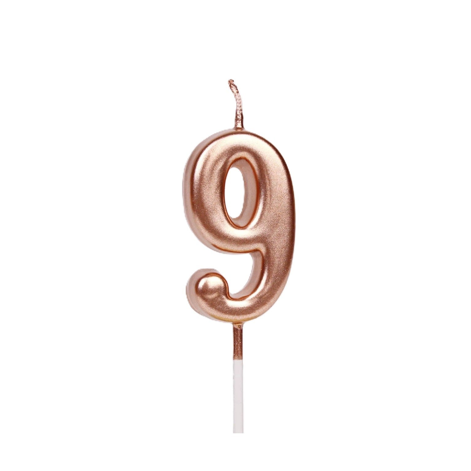 Lumanare de Tort, Klevo, Model Cifra 9, Party, 4.5 x 2.5 cm, din Parafina, Rose Gold