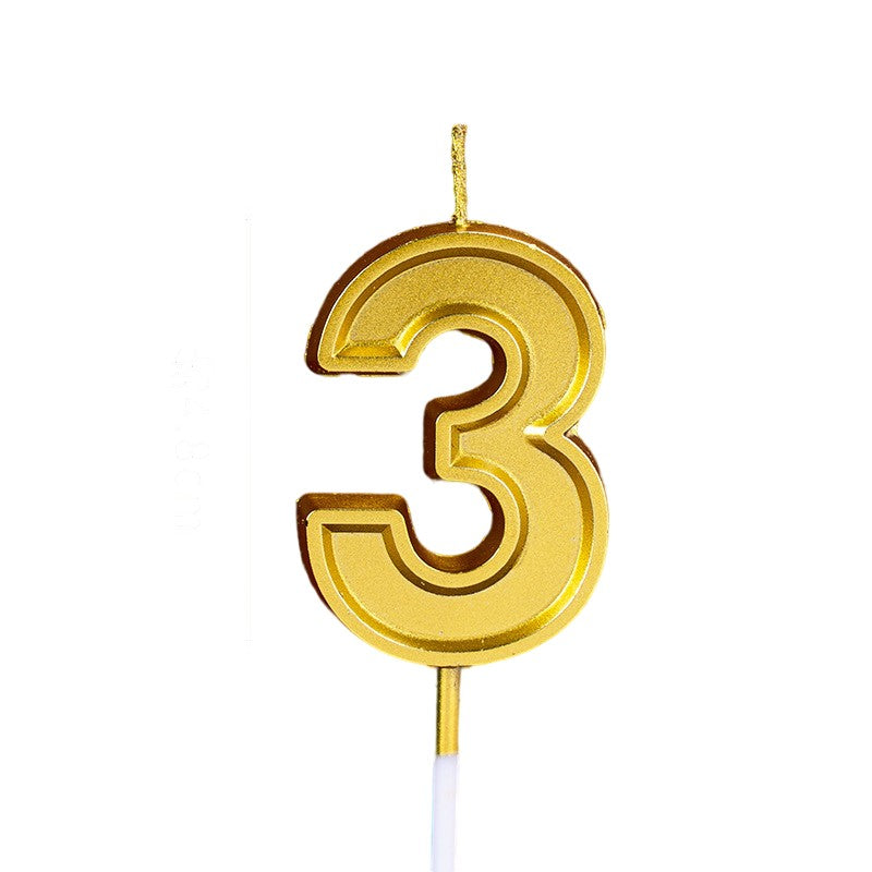 Lumanare pentru Tort Cifra 3, Klevo, 4.8 cm, Aniversare, Aurie