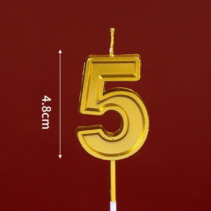 Lumanare pentru Tort Cifra 5, Klevo, 4.8 cm, Aniversare, Aurie