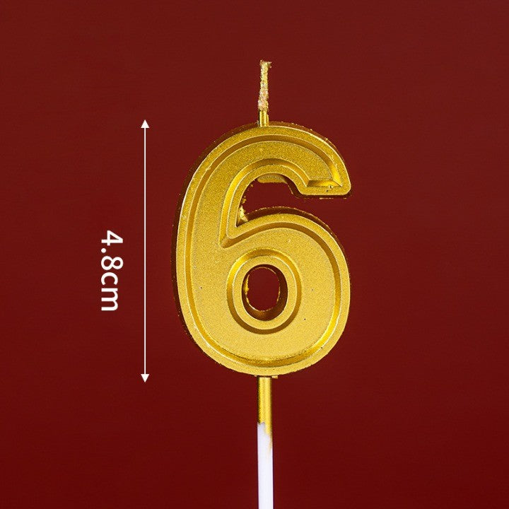 Lumanare pentru Tort Cifra 6, Klevo, 4.8 cm, Aniversare, Aurie