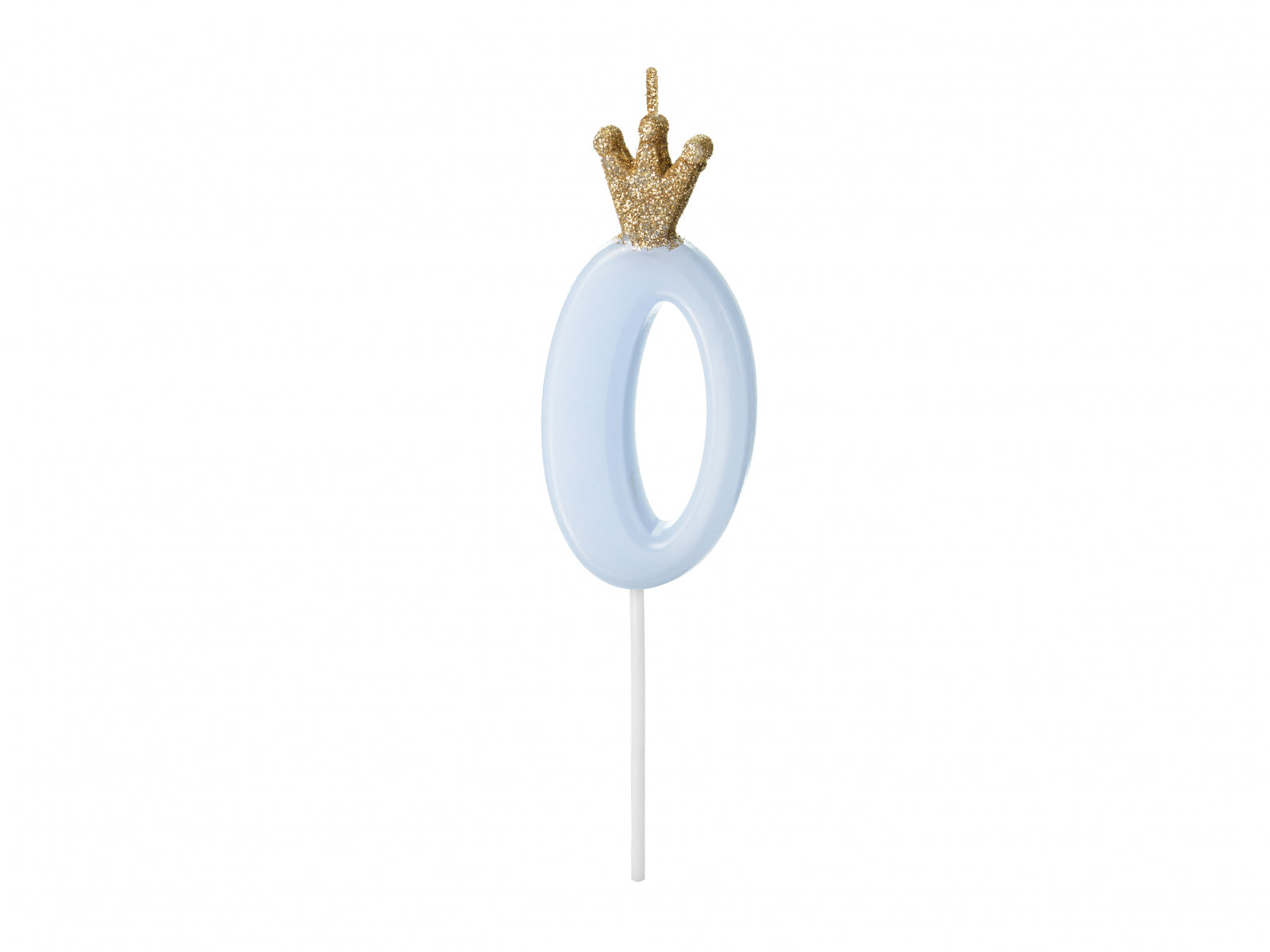 Lumânare cifra 0, albastru deschis, 9.5cm