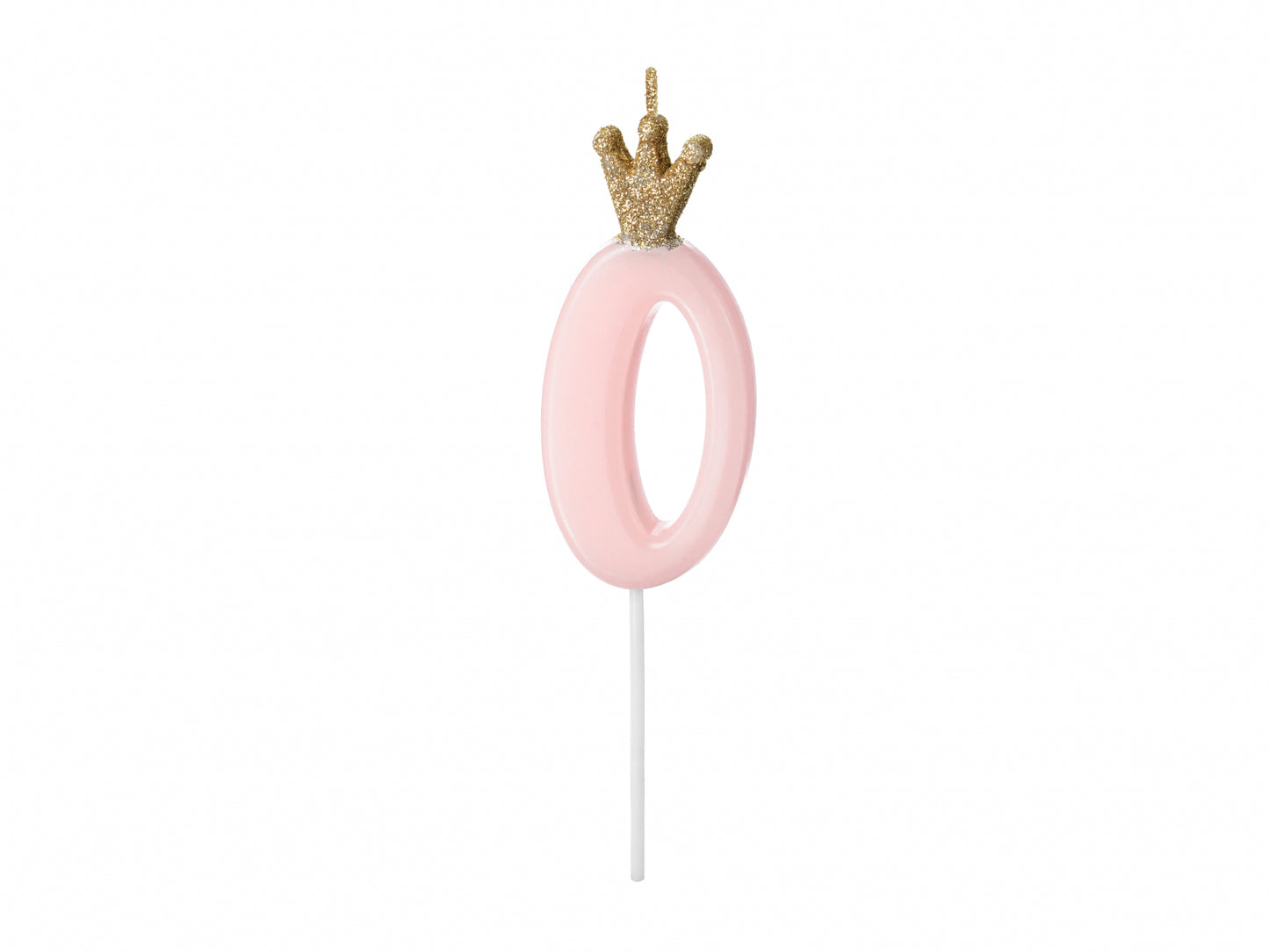 Lumânare cifra 0, roz deschis, 9.5cm