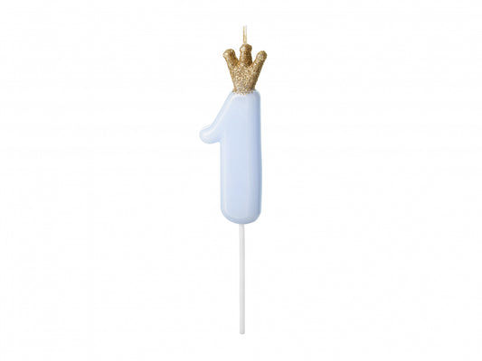 Lumânare cifra 1, albastru deschis, 9.5cm