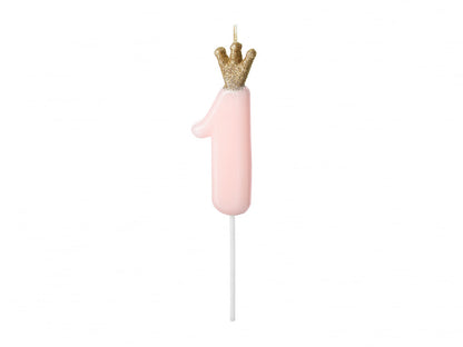 Lumânare cifra 1, roz deschis, 9.5cm