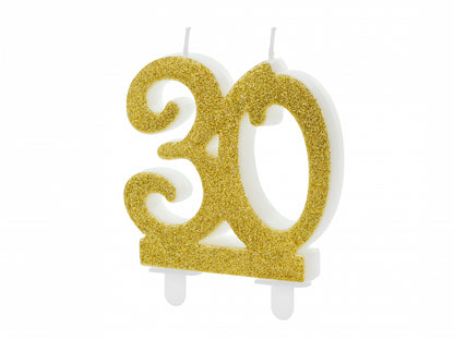 Lumânare cifra 30, aurie, 7.5cm