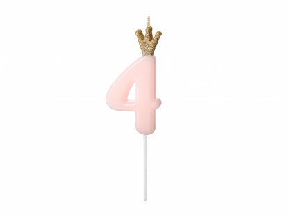 Lumânare cifra 4, roz deschis, 9.5cm