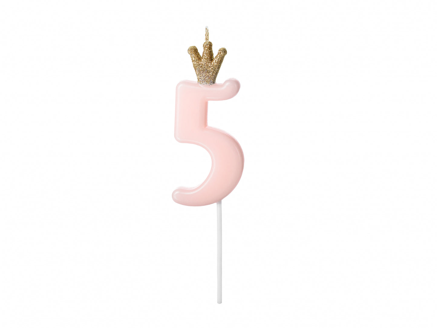 Lumânare cifra 5, roz deschis, 9.5cm