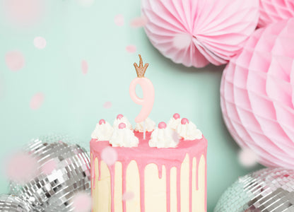 Lumânare cifra 9, roz deschis, 9.5cm