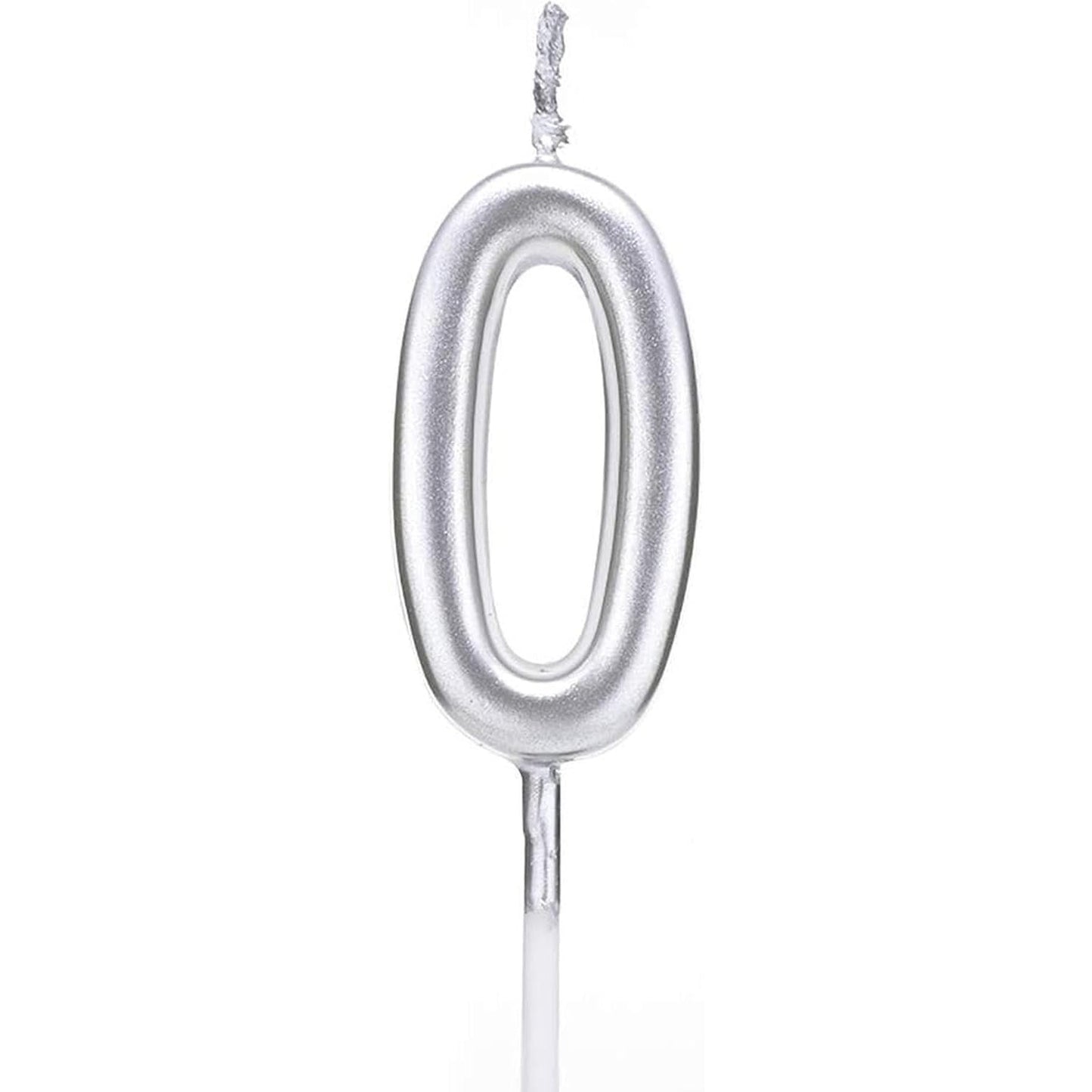 Lumanare de Tort, Klevo, Model Cifra 0, Party, 4.5 x 2.5 cm, din Parafina, Argintiu