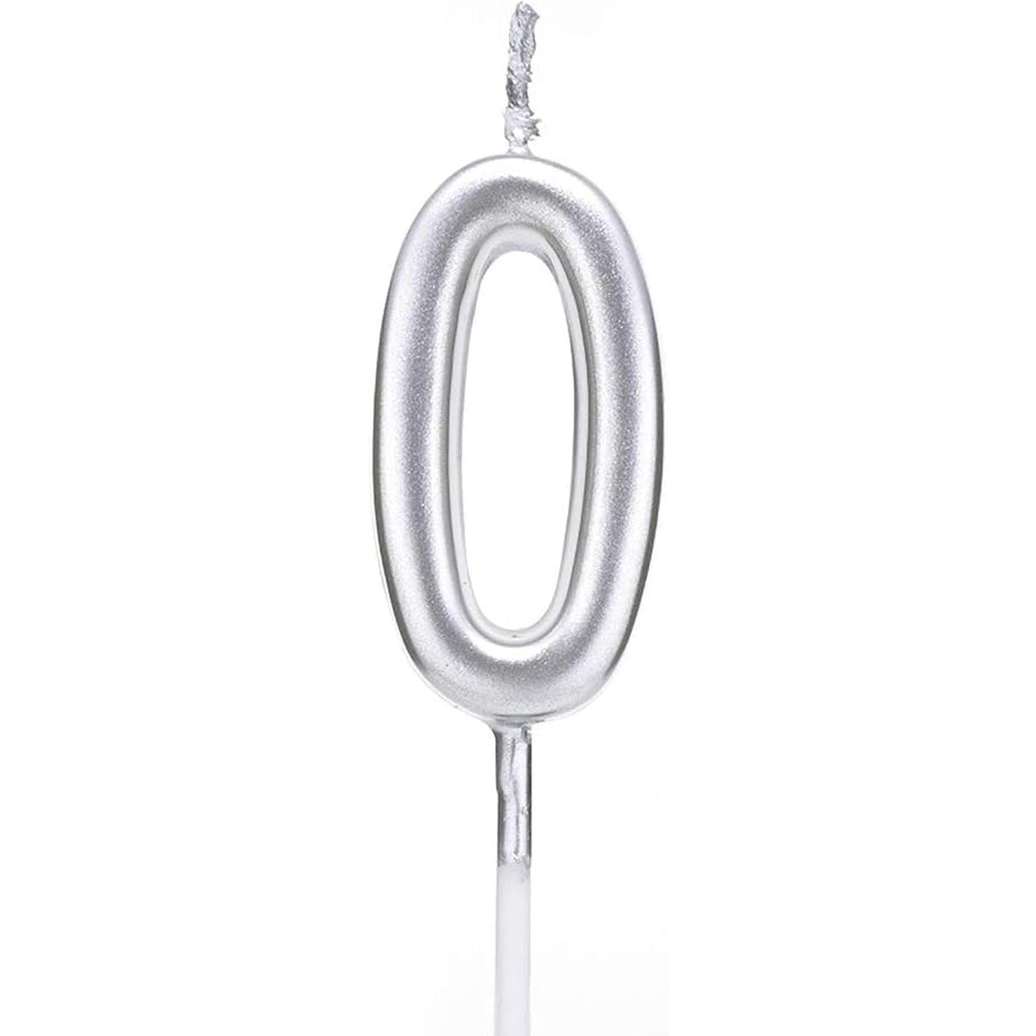 Lumanare de Tort, Klevo, Model Cifra 0, Party, 4.5 x 2.5 cm, din Parafina, Argintiu