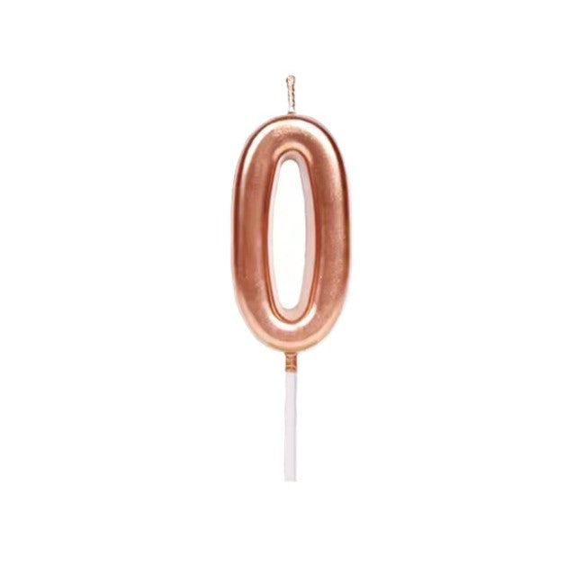 Lumanare de Tort, Klevo, Model Cifra 0, Party, 4.5 x 2.5 cm, din Parafina, Rose Gold