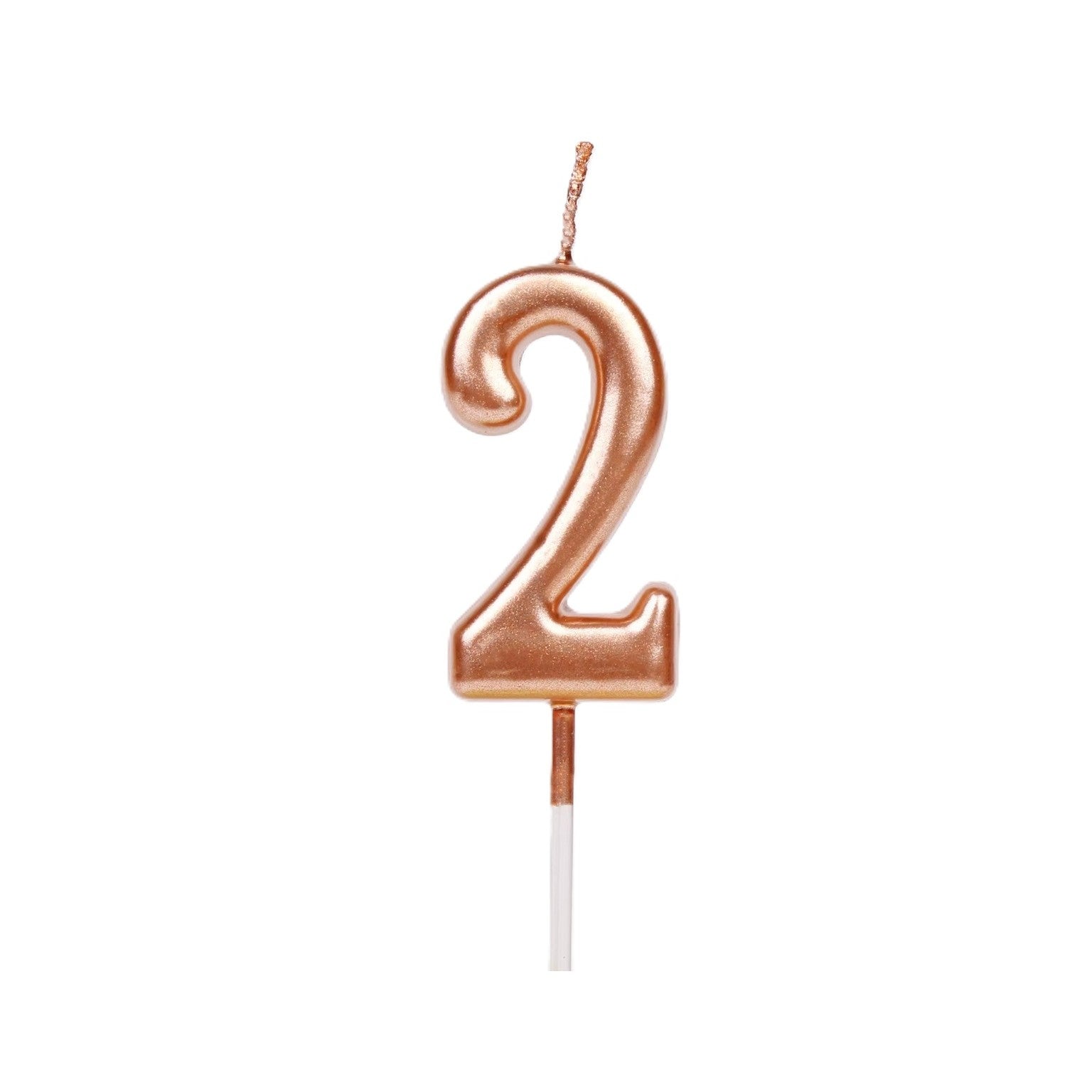 Lumanare de Tort, Klevo, Model Cifra 2, Party, 4.5 x 2.5 cm, din Parafina, Rose Gold