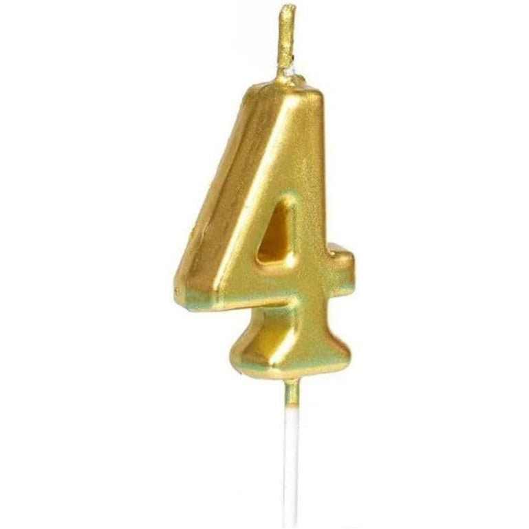 Lumanare de Tort, Klevo, Model Cifra 4, Party, 4.5 x 2.5 cm, din Parafina, Auriu
