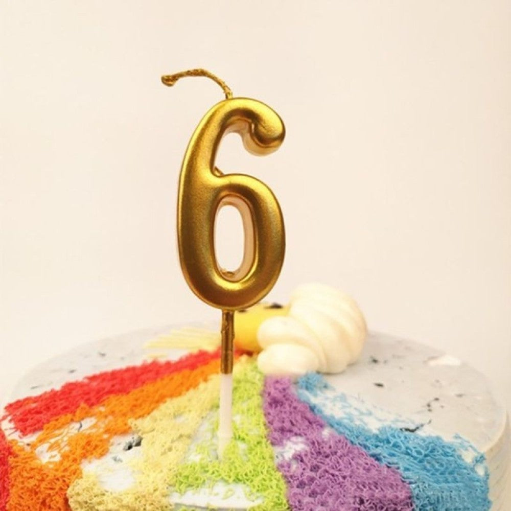Lumanare de Tort, Klevo, Model Cifra 6, Party, 4.5 x 2.5 cm, din Parafina, Auriu