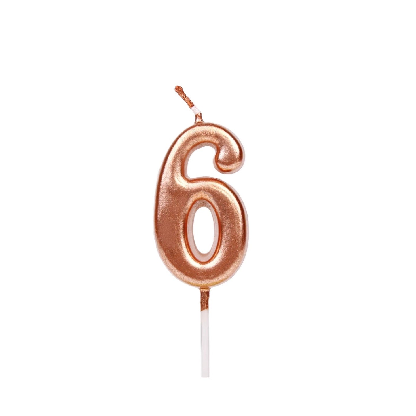 Lumanare de Tort, Klevo, Model Cifra 6, Party, 4.5 x 2.5 cm, din Parafina, Rose Gold