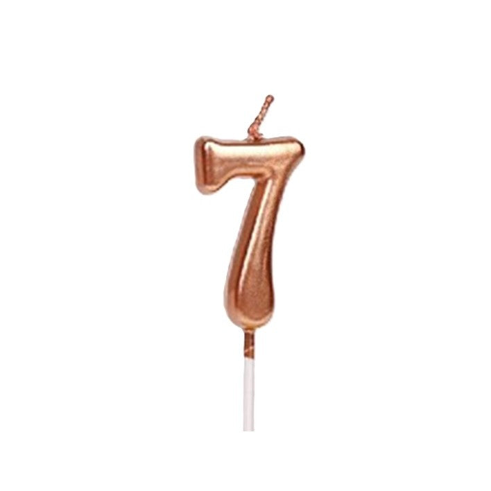 Lumanare de Tort, Klevo, Model Cifra 7, Party, 4.5 x 2.5 cm, din Parafina, Rose Gold