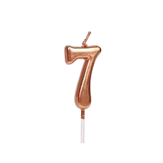 Lumanare de Tort, Klevo, Model Cifra 7, Party, 4.5 x 2.5 cm, din Parafina, Rose Gold