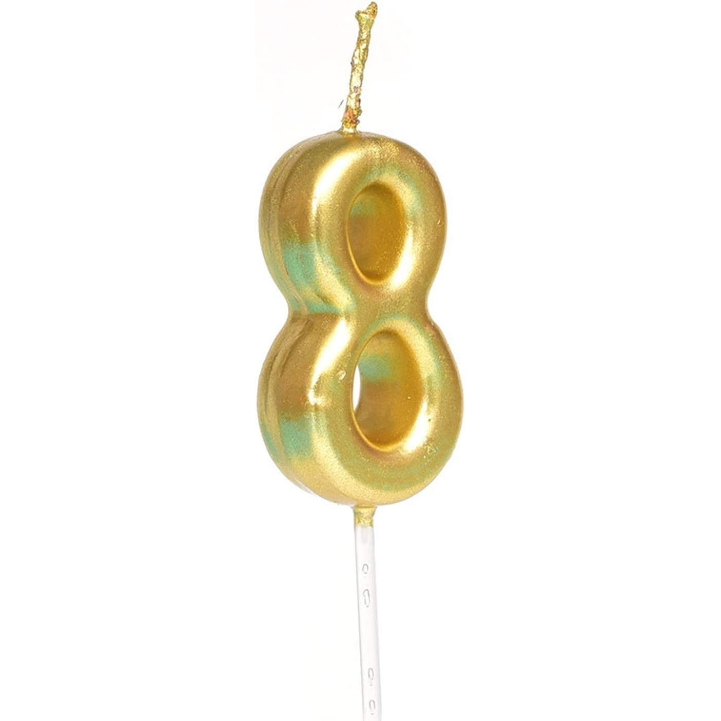 Lumanare de Tort, Klevo, Model Cifra 8, Party, 4.5 x 2.5 cm, din Parafina, Auriu