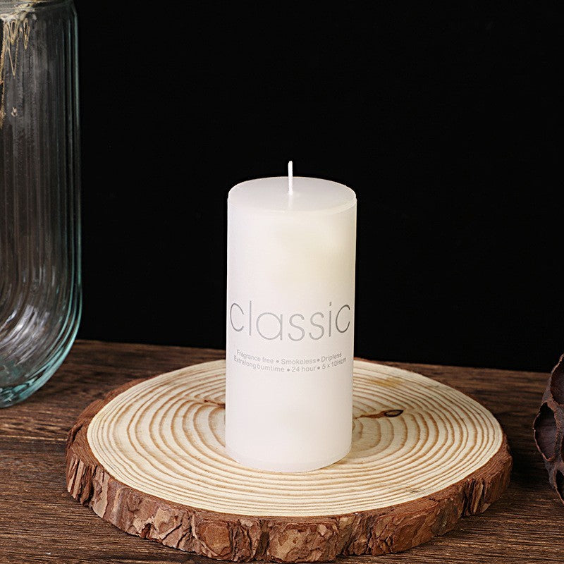 Lumanare Decorativa, Klevo, din Parafina, Cilindrica, Fara Fum si Fara Parfum, 5 x 10 cm, 190 g, Ardere 24h, Ivory Alb