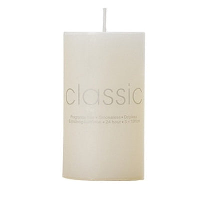 Lumanare Decorativa, Klevo, din Parafina, Cilindrica, Fara Fum si Fara Parfum, 5 x 10 cm, 190 g, Ardere 24h, Ivory Alb