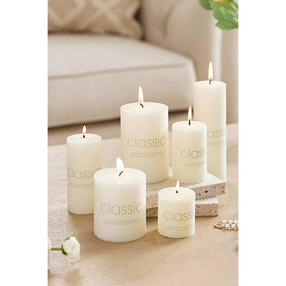 Lumanare Decorativa, Klevo, din Parafina, Cilindrica, Fara Fum si Fara Parfum, 5 x 5 cm, 90 g, Ardere 12h, Ivory Alb