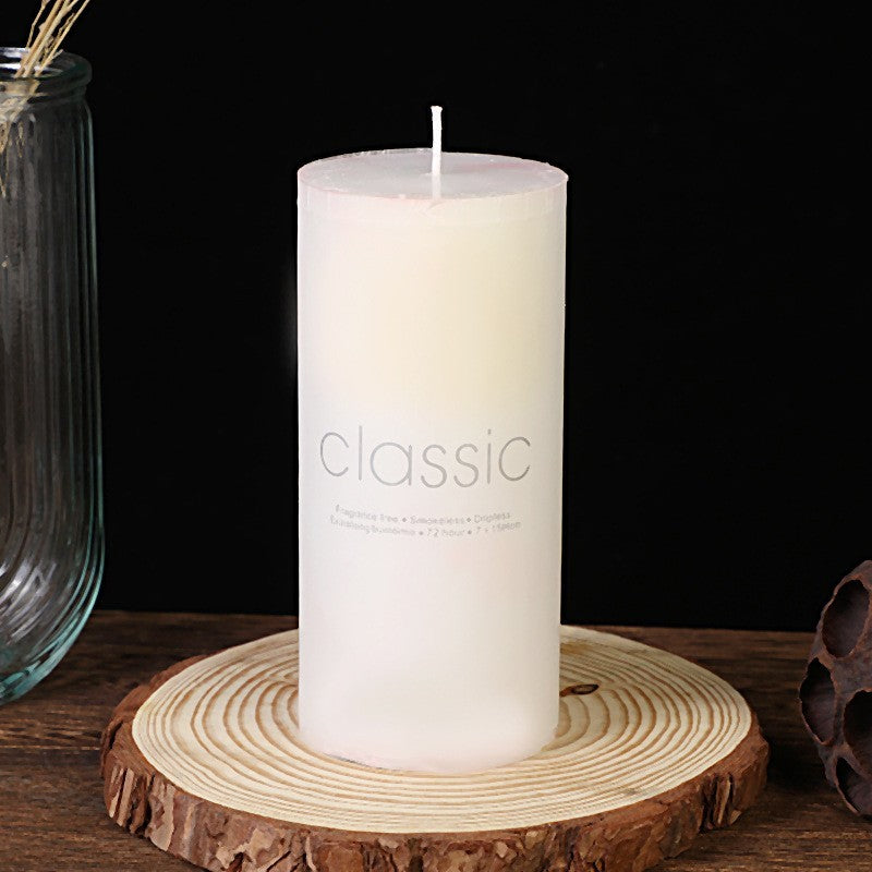 Lumanare Decorativa, Klevo, din Parafina, Cilindrica, Fara Fum si Fara Parfum, 7 x 15 cm, 500 g, Ardere 72h, Ivory Alb