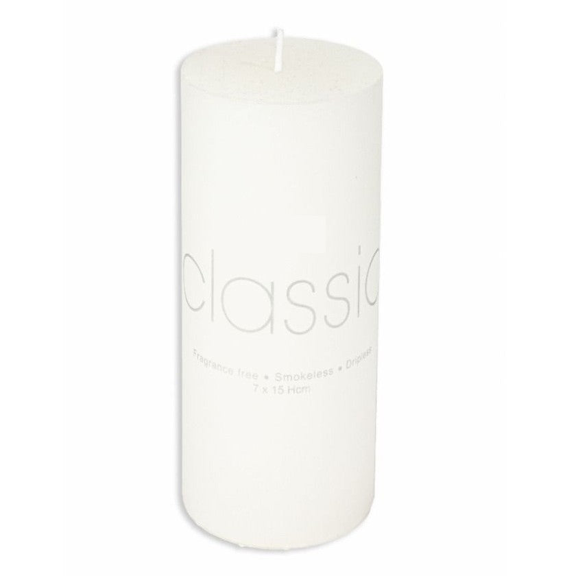 Lumanare Decorativa, Klevo, din Parafina, Cilindrica, Fara Fum si Fara Parfum, 7 x 15 cm, 500 g, Ardere 72h, Ivory Alb