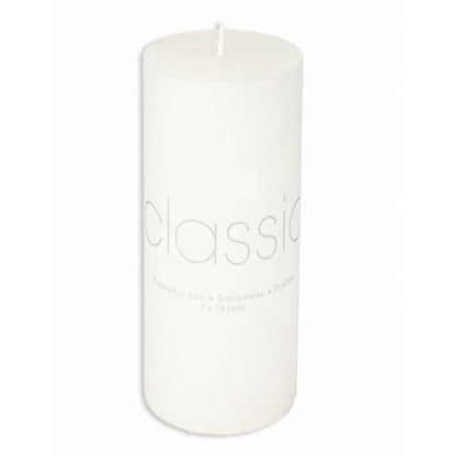 Lumanare Decorativa, Klevo, din Parafina, Cilindrica, Fara Fum si Fara Parfum, 7 x 15 cm, 500 g, Ardere 72h, Ivory Alb