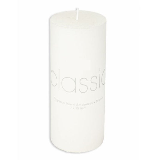 Lumanare Decorativa, Klevo, din Parafina, Cilindrica, Fara Fum si Fara Parfum, 7 x 15 cm, 500 g, Ardere 72h, Ivory Alb