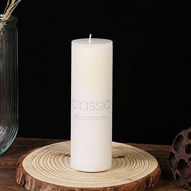 Lumanare Decorativa, Klevo, din Parafina, Cilindrica, Fara Fum si Fara Parfum, 5 x 15 cm, 260 g, Ardere 36h, Ivory Alb