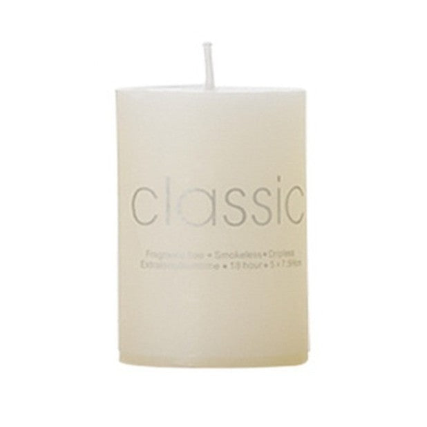 Lumanare Decorativa, Klevo, din Parafina, Cilindrica, Fara Fum si Fara Parfum, 5 x 7.5 cm, 130 g, Ardere 36h, Ivory Alb