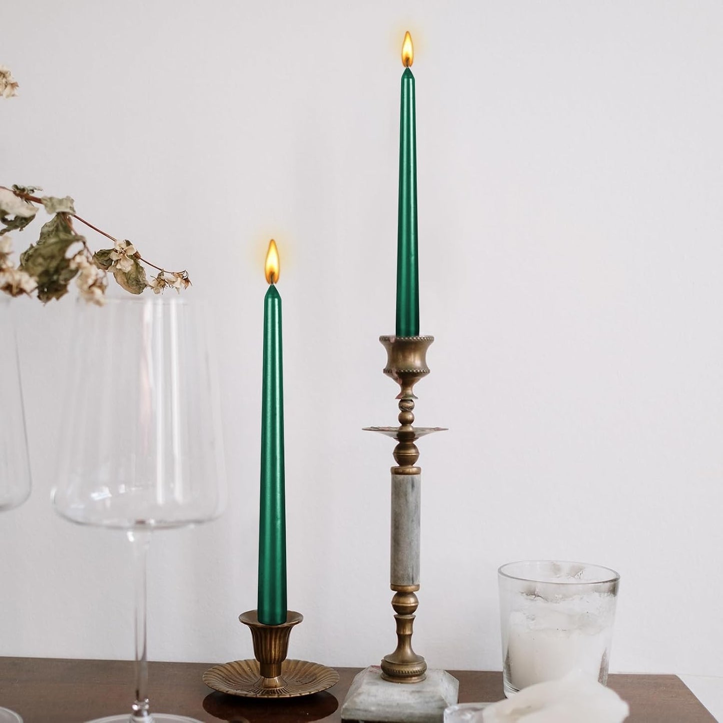 Lumanare Decorativa, Klevo, pentru Masa, 25 cm, din Parafina, fara Fum, Ardere 7.5h, Verde