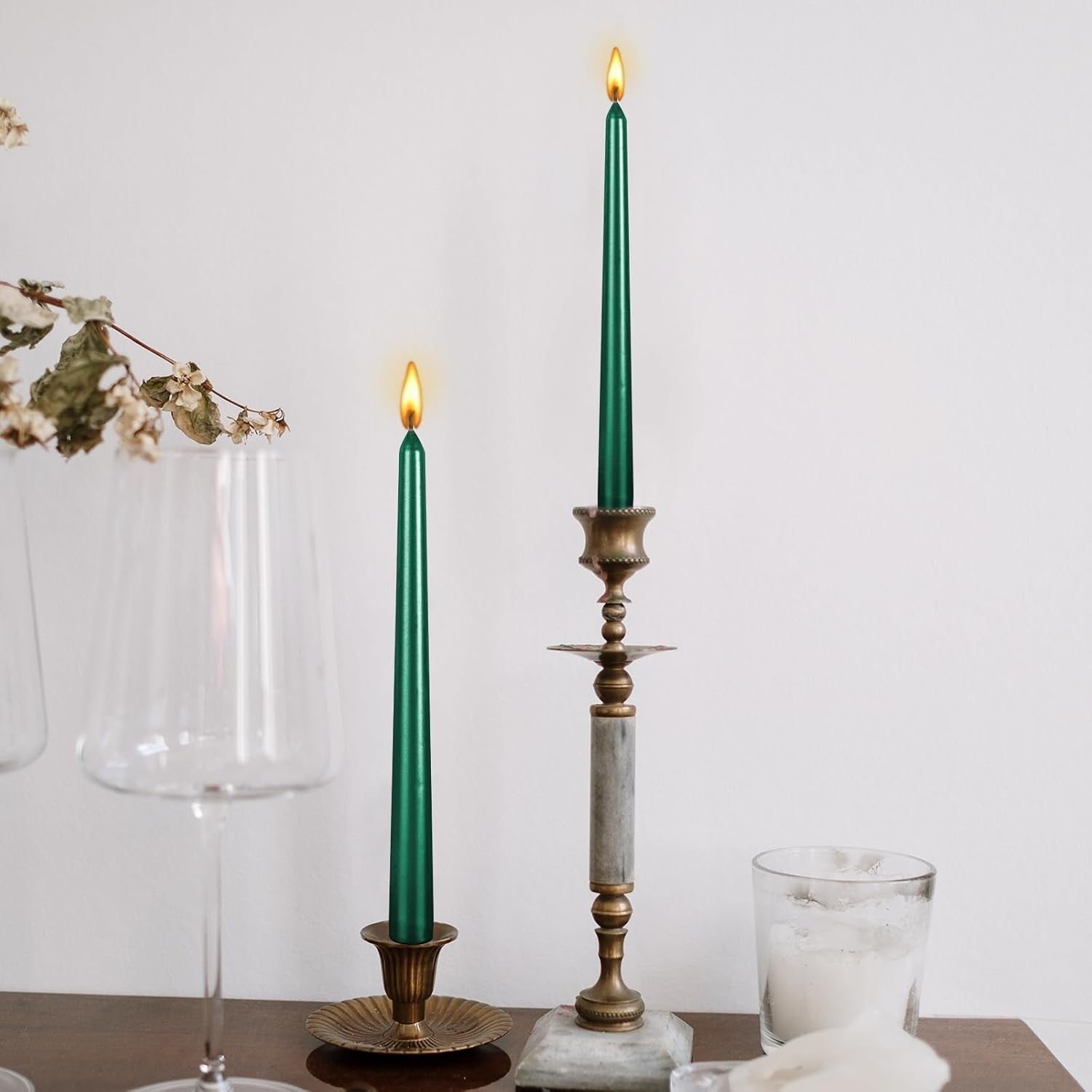 Lumanare Decorativa, Klevo, pentru Masa, 25 cm, din Parafina, fara Fum, Ardere 7.5h, Verde
