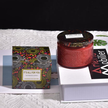 Lumanare Parfumata, Klevo, Model Borcan, Rosu, Aroma de Frezie de pere
