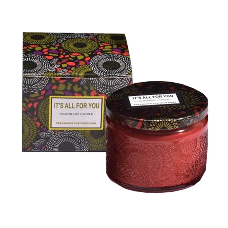 Lumanare Parfumata, Klevo, Model Borcan, Rosu, Aroma de Frezie de pere