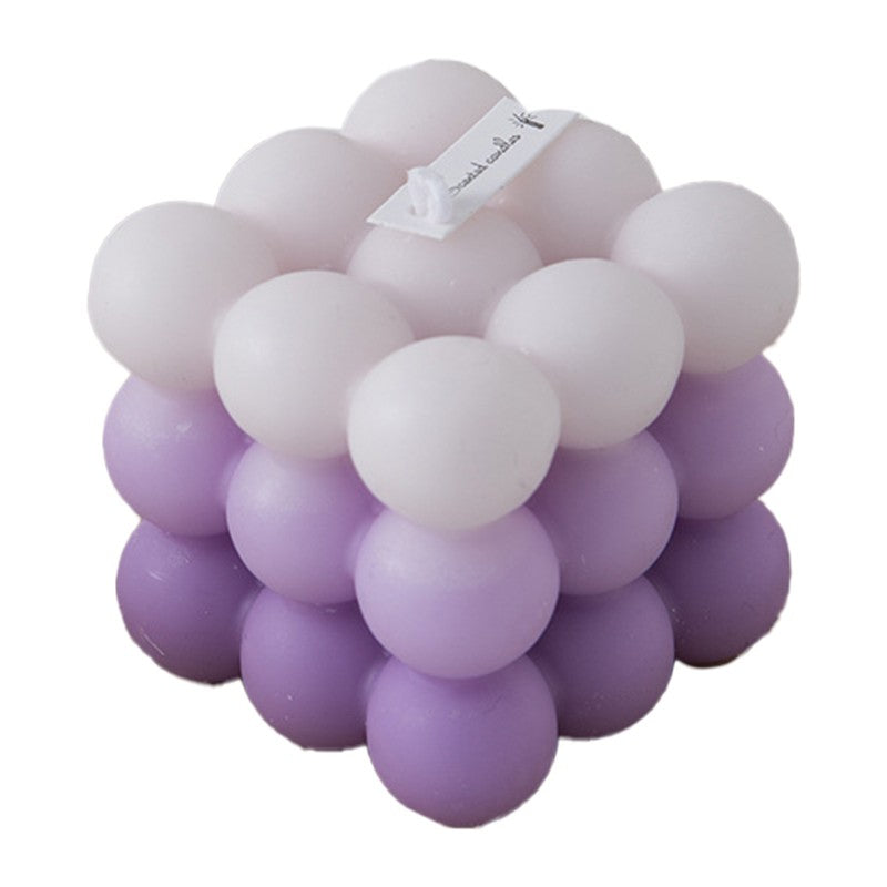 Lumanare Parfumata, Klevo, din Ceara De Soia, Model Cub, Gradient in 3 Culori Pale, 6x6x6 cm, Aroma de Lavanda, Mov