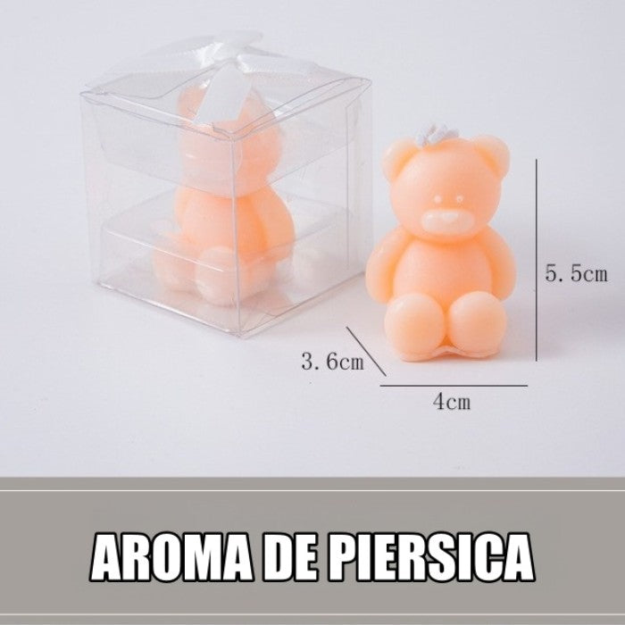 Lumanare Parfumata, Klevo, Model Ursulet, Portocalie, Aroma de Piersica, 5.5x3.6x4 cm