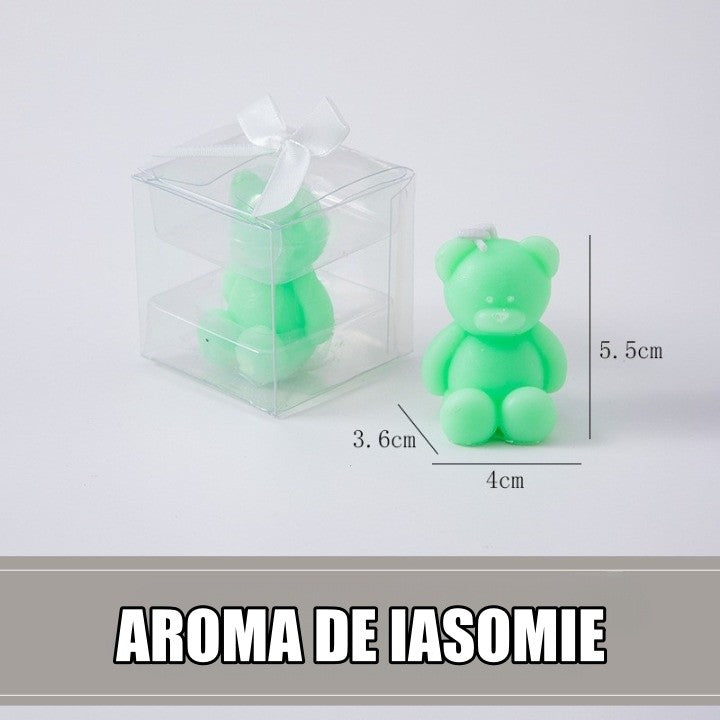 Lumanare Parfumata, Klevo, Model Ursulet, Verde, Aroma de Iasomie, 5.5x3.6x4 cm