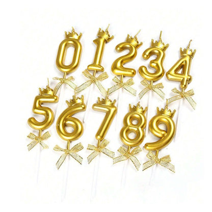 Lumanare pentru Tort Cifra 7, Model Coroana, Gold, Klevo, Party