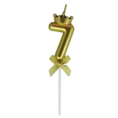 Lumanare pentru Tort Cifra 7, Model Coroana, Gold, Klevo, Party