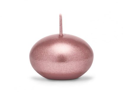 Lumânare plutitoare disc, metalic, roz aurie, 4cm
