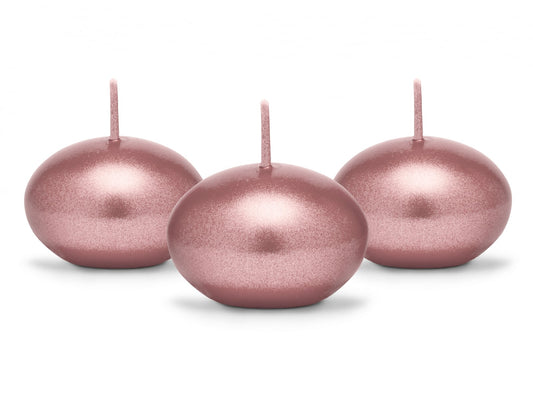 Lumânare plutitoare disc, metalic, roz aurie, 4cm